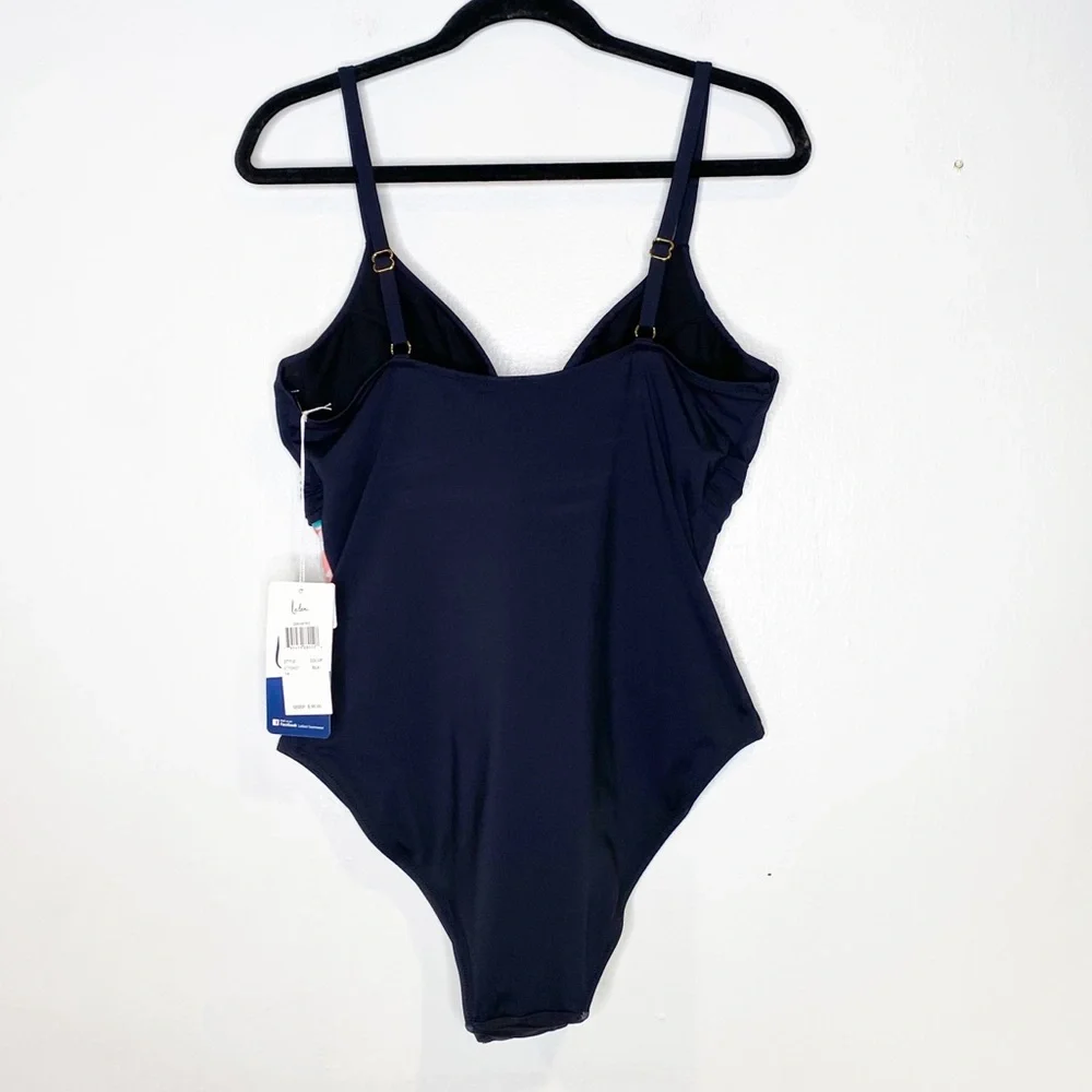 Leilani | NWT Black Floral Gemini Push-Up‎ Underwire One Piece Swimsuit Sz. 14